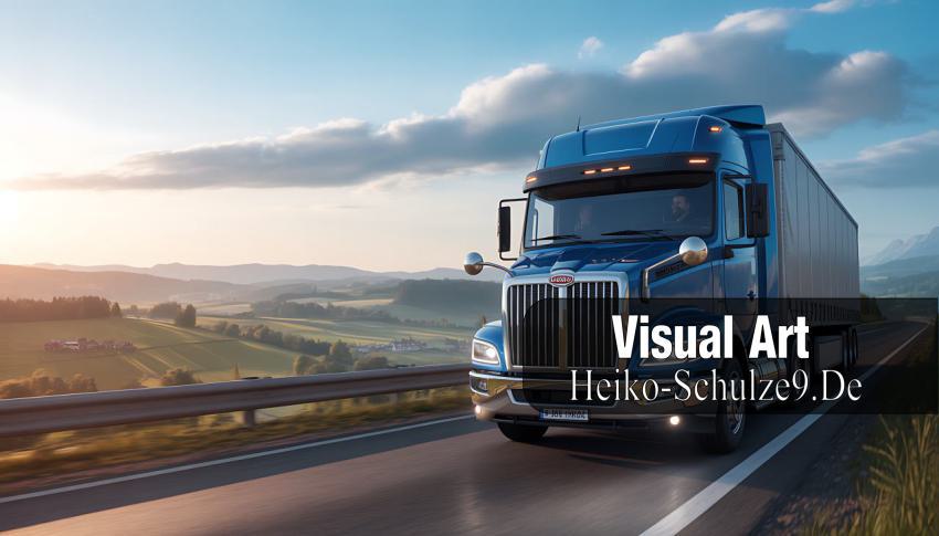 European truck driving down a scenic highway - Foto von Admin