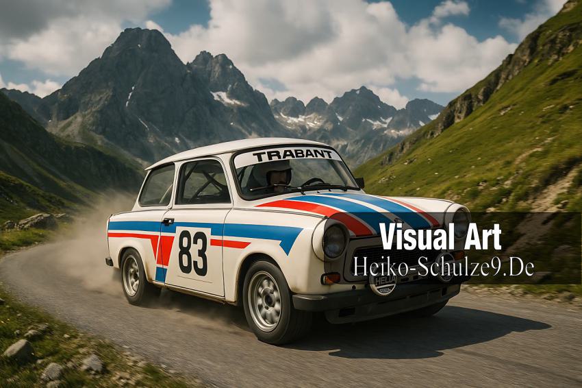 Trabant rennwagen im gebirge